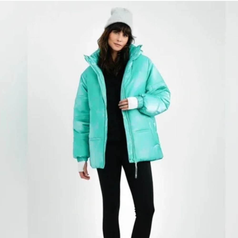 ASOS 4505 Ski & Snow High Shine Teal Puffer Coat